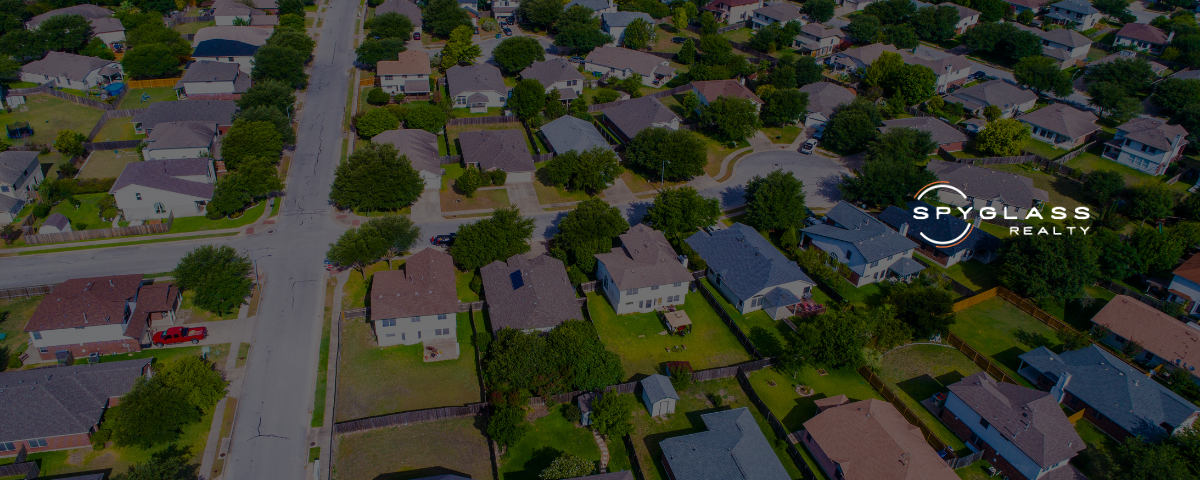 aerial view of houses in north austin